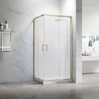 Душевой угол раздвижной RV27G-9090-01-C8 900x900x1900 Цвет профиля Золото брашинг Стекло Прозрачное Veconi