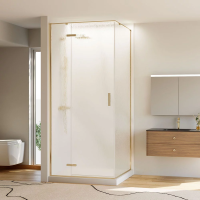 Душевой угол раздвижной прямоугольный RV073RG/L-80100-06-C4 800х1000х1950 Цвет профиля Золото брашинг Стекло Дождь Veconi