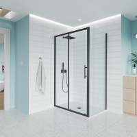Душевой угол раздвижной E1-SP-B-100110-01-C9 1000х1100x1950 Цвет профиля Чёрный матовый Стекло  Прозрачное Veconi