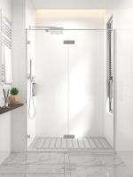 Душевая дверь распашная 1500x2000 цвет профиля Хром стекло прозрачное осветленное AL-150-00-CH-C4 Premium Veconi