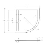 Поддон литой из искусственного мрамора, радиальный TRAY-AS-R-90-30-NERO 900x900x30 Cezares