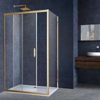 Душевая уголок прямоугольный VSR-3AL8012CLG 1200х800x1900 профиль брашированное золото стекло прозрачное VINCEA