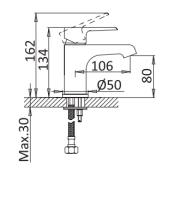 Смеситель для раковины однорычажный, без донного клапана  NAUTIC-LS1-01-W0 Хром ручка  Хром Cezares