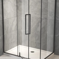 Душевой угол раздвижной прямоугольный RV034B-10080-01-C7 1000х800х1950 Цвет профиля Чёрный матовый Стекло Прозрачное Veconi