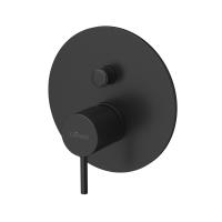 Встраиваемый однорычажный смеситель на 2 выхода  Ручка "антикапля". LEAF-VDIM-L-NOP Чёрный матовый ручка  Чёрный матовый Cezares