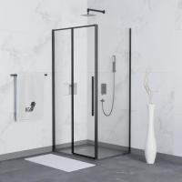 Душевой уголок RGW SV-42B (SV-12B + Z-050-2B) прямоугольный  150* 80*195 32324285-014 профиль Чёрный стекло Прозрачное 6 мм RGW